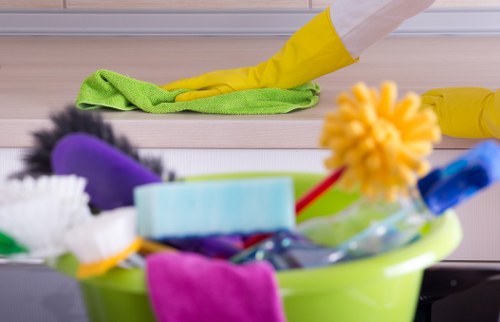 Carpet cleaning safety equipment prepared for a job