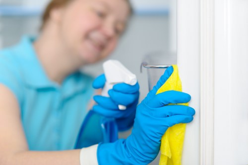 Cleaner treating stains on carpet in Harrow