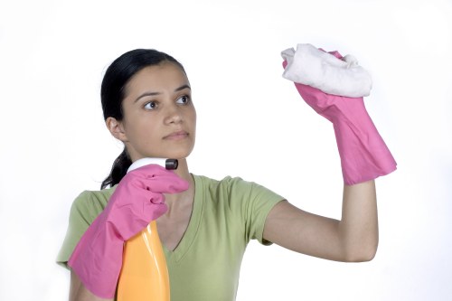 Local cleaner completing a turnover clean for a Harrow rental
